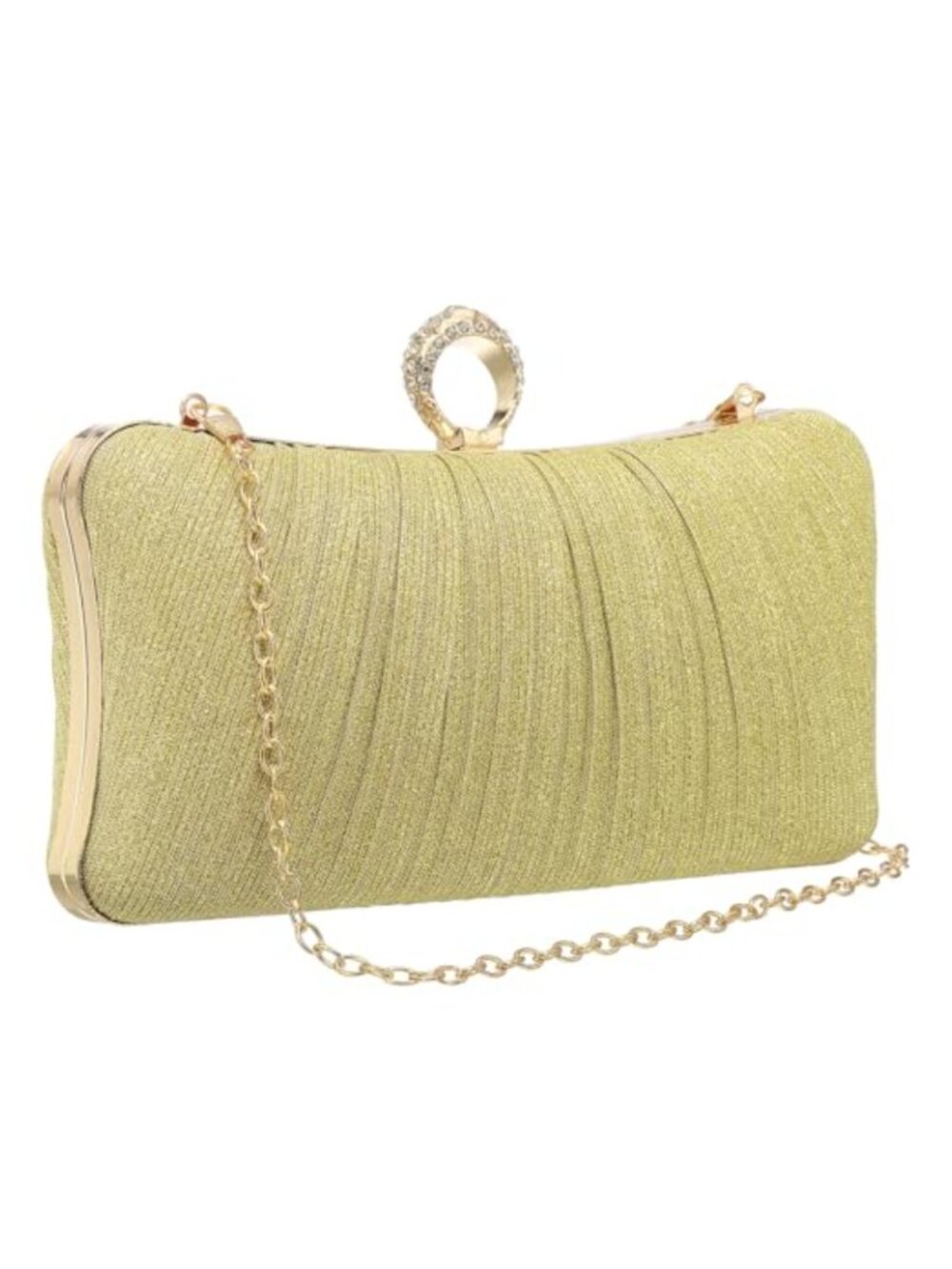 Rhinestone Evening Clutch Purse Vintage Ring Buckle Handbag with Chain